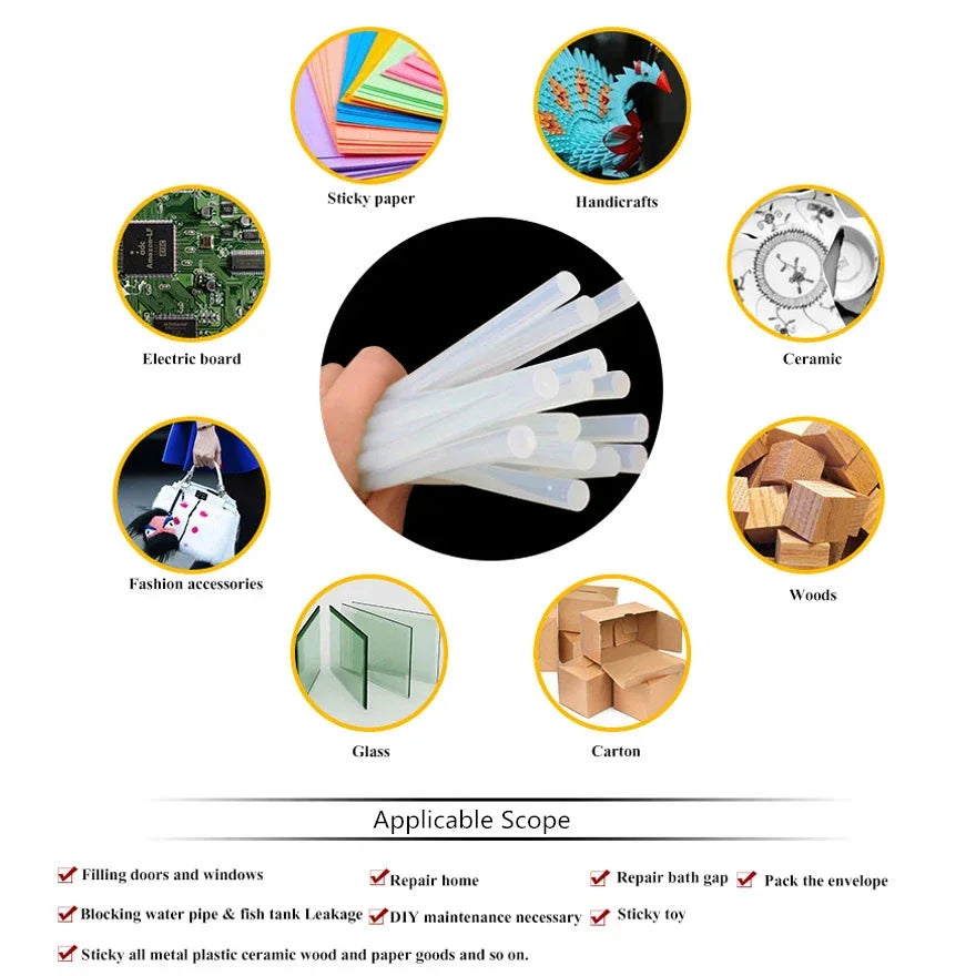 60PCS 7MM High Viscosity Transparent Hot Melt Adhesive Super Stick Adhesive High Temperature Resistant Hot Melt Adhesive Strip