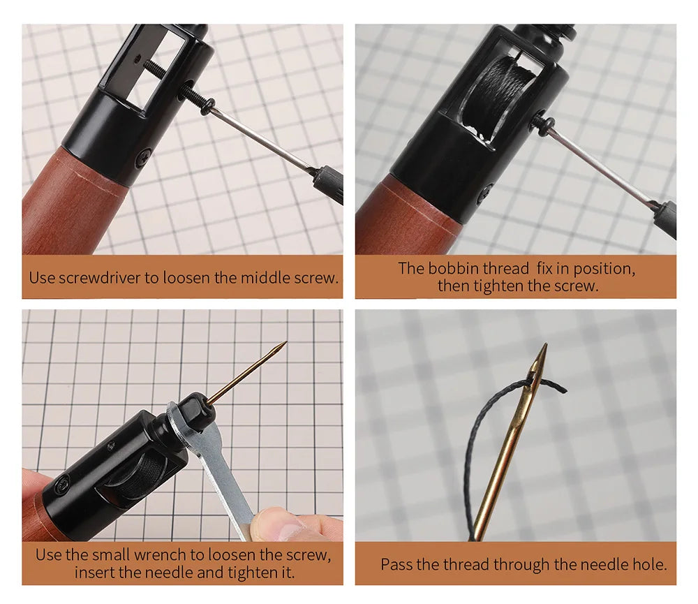 WUTA Leather Sewing Awl Thread Kit Speedy Stitcher Hand Sewing Machine Tools Kit Leather Craft Stitching Shoemaker Canvas Repair