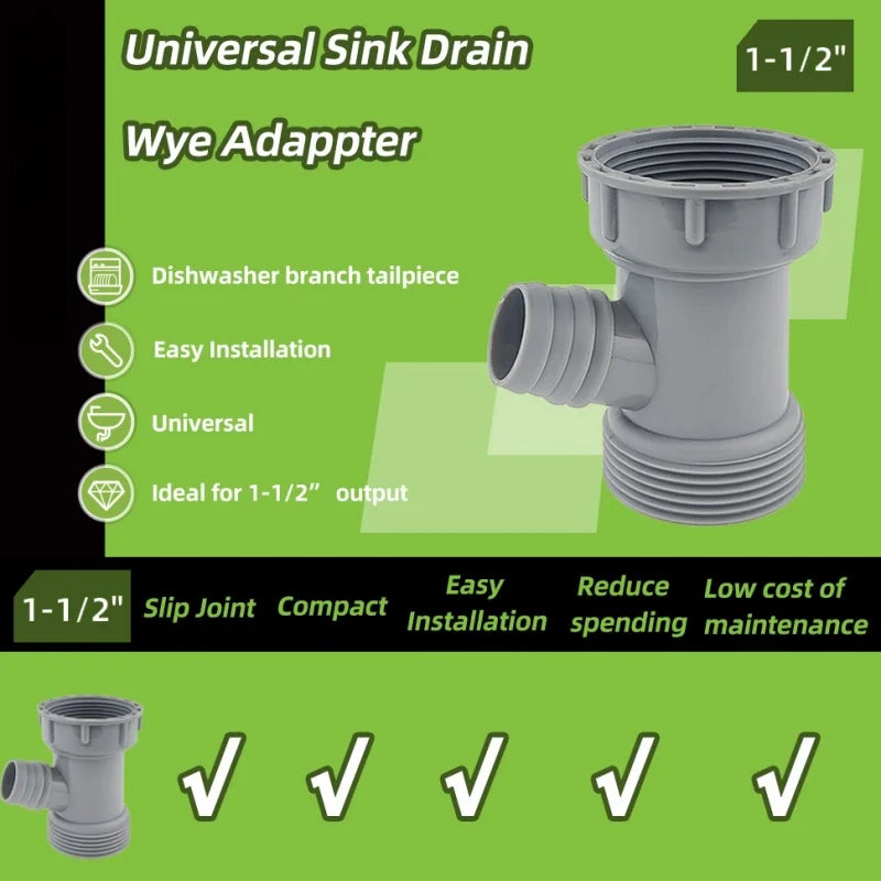 Kitchen Sink Drain Pipe Wye Adapter Y-Shaped Basin Sewer Branch Connector Female To Male Thread Connector Fitting Accessories
