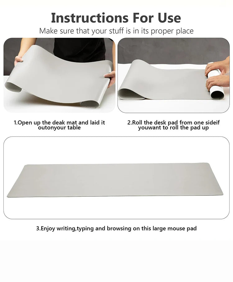 1pc Large Size Office Desk Protector Mat 23.62x11.81in PU Leather Waterproof MousePad Desktop Keyboard Desk Pad Gaming Mousepad