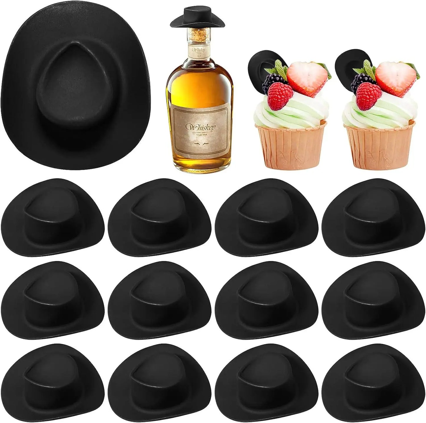 5/10/20/30/40/50pc Mini Cowboy Hat Plastic Cowgirl Cute Doll Hat Western Wedding Birthday Party Supplies Accessories Cake Topper