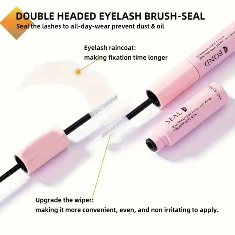 Lash Bond and Seal for Cluster Lash Glue 2in1 Glue Lasting Waterproof Clear Coating Raincoat Strong Tasteless DIY10 ML Glue