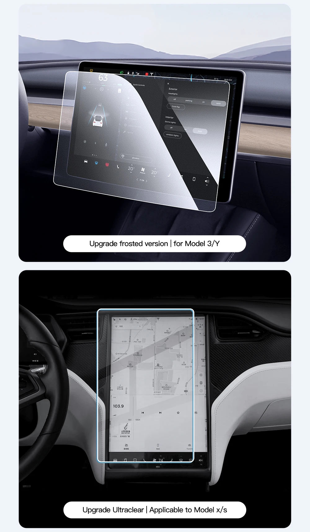 YZ Tempered Glass Screen Protector For Tesla Model 3 Y X 2023 2022 2021 Center Control Accessorie Tesla HD Film Protection