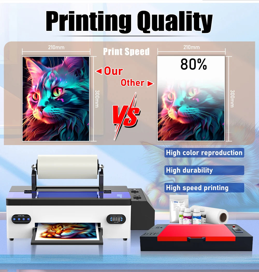 OYfame A3 dtf printer For R1390 DTF Printer Bundle A3 impresora dtf transfer film printing machine For Hoodies t shirt fabric