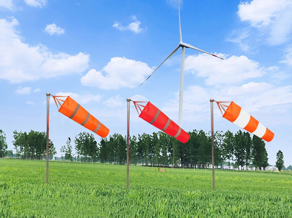 60/80/100cm Windsock Outdoor Wind Direction Measurement Reflective Belt Rip-stop Weather Vane for Airport Aviation Garden Farm