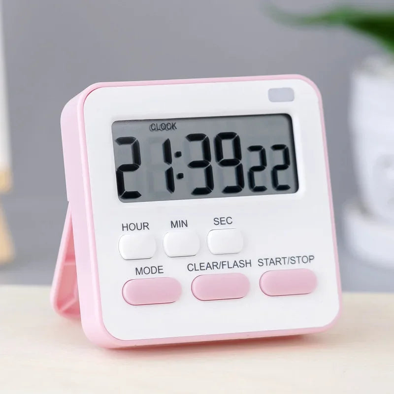Portable Mini Digital Clock with Flashing Light Timer Cooking Kitchen Sport Study Game with Magnetic Countdown Alarm Clock 2023