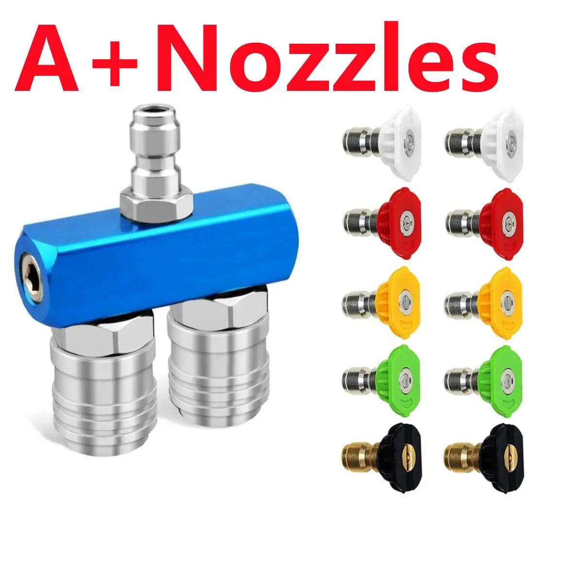 Pressure Washer Dual Nozzle Quick Connectors 1/4 inch Double Sprayer Tips
