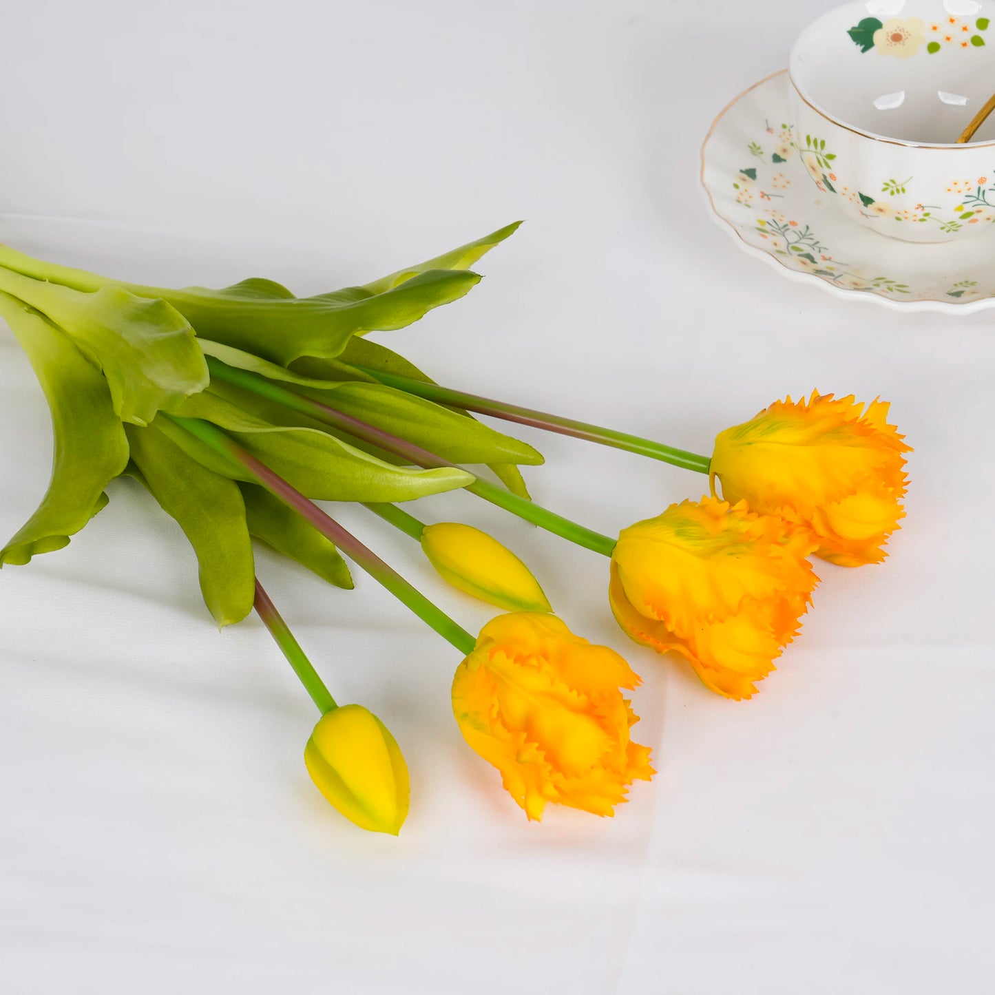 New Parrot Wave Tulip Silicone Artificial Flowers Soft and Comfortable Bouquet Home Room Living Room Desktop Floral Decoration