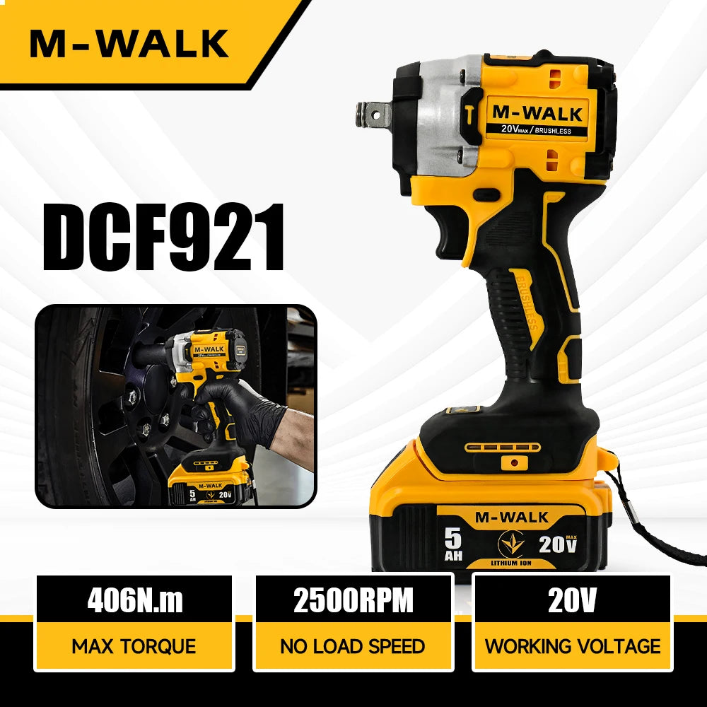 DCF921 Electric drill 406N.m Impact Wrench Brushless Electric Screwdrivers Impact driver Power Tools For Dewalt 20V Battery Pin
