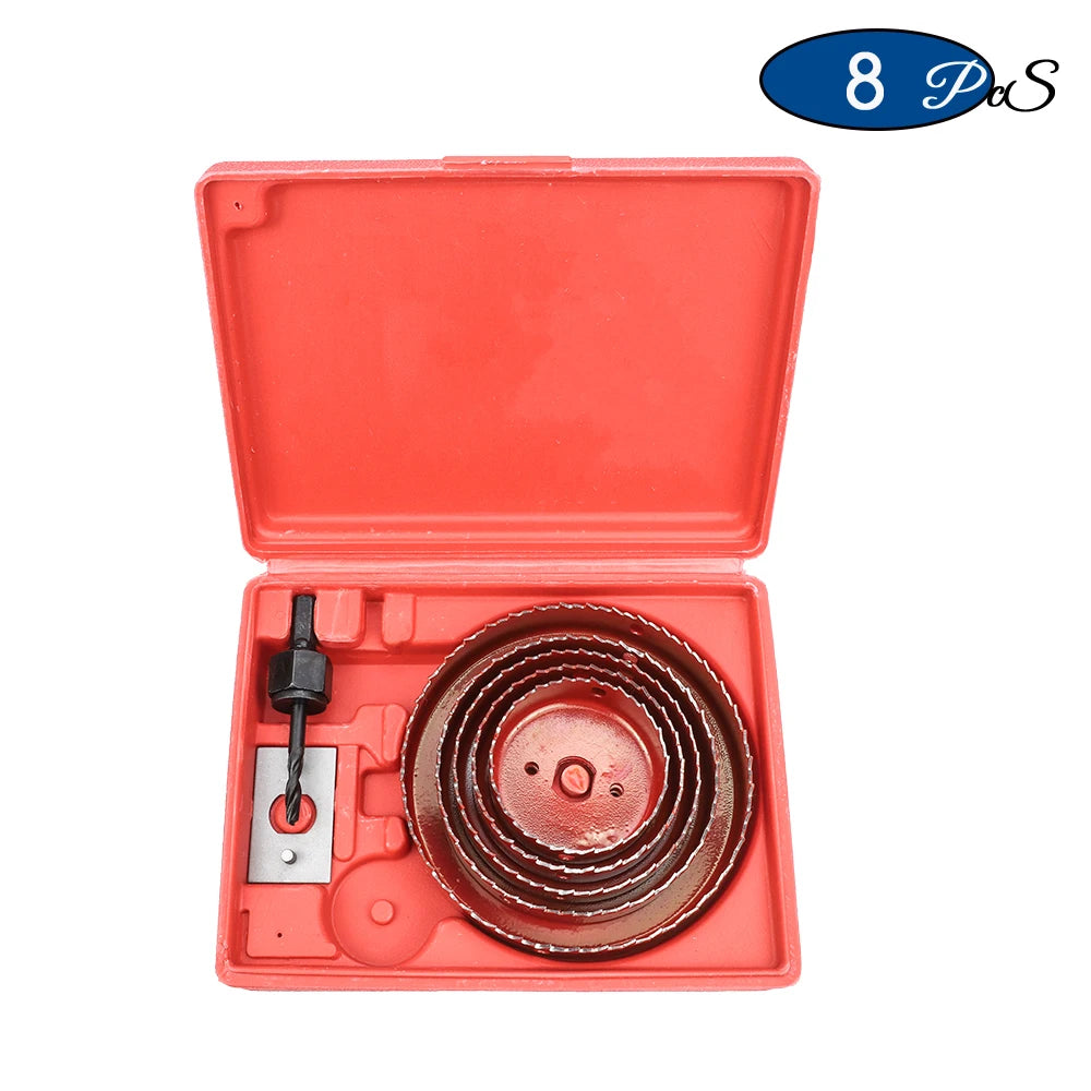 NINDEJIN 8/11/16pcs Hole Saw Kit #50 steel 19-127mm Hole Cutter Drill Bit Tool Hole Saw Set for Wood Plastic Wood Cutter