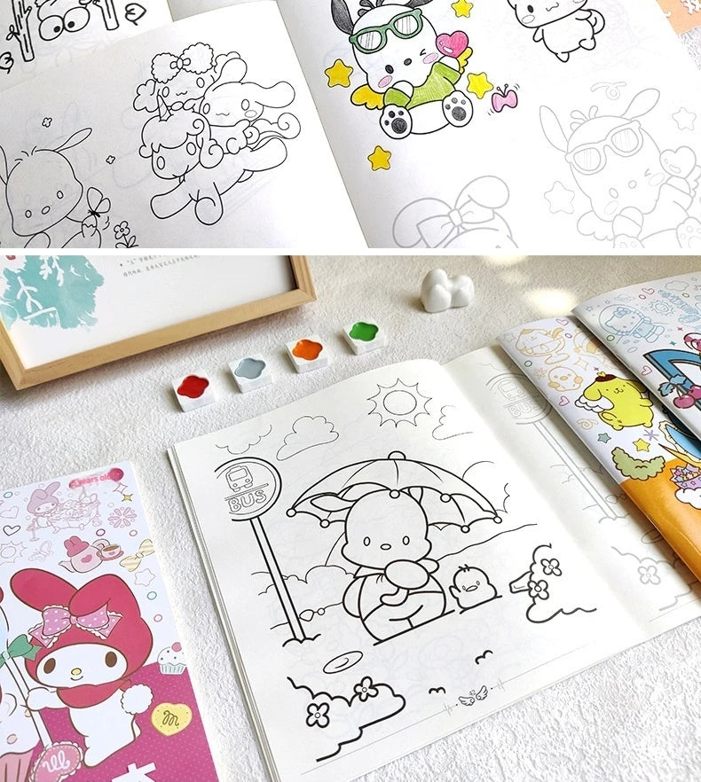 New Sanrio Kuromi Painting Notebook Children'S Sketching Coloring Copy Notebook Elementary School Cartoon Anime Line Draft