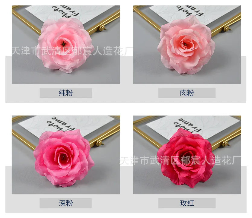 10pcs 10cm Artificial Roses Flower Heads DIY Wedding Home Decoration Party Festival Supplies Fake Flowers