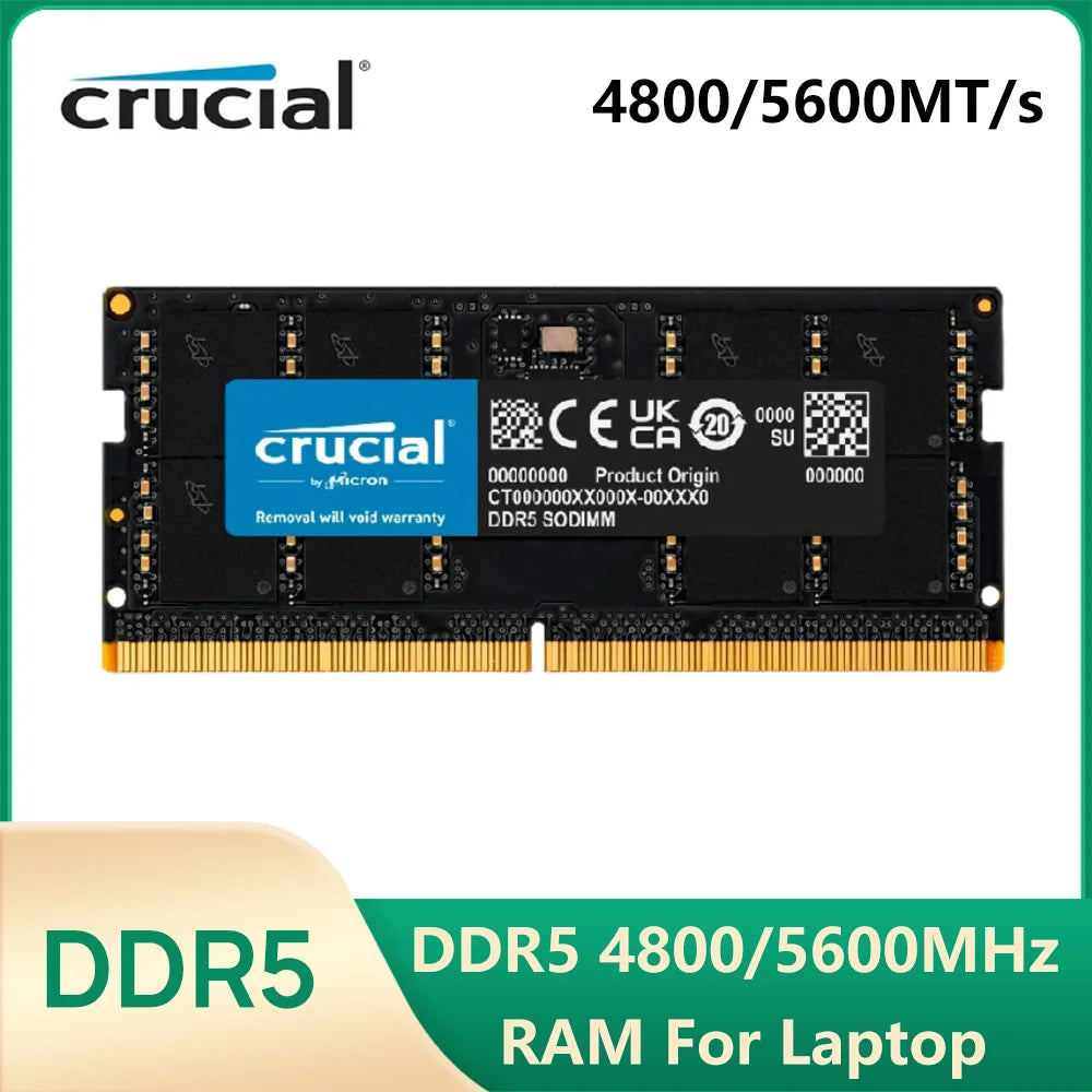 Crucial Laptop Memory DDR5 4800 5600 MT/s MHz 8GB 16GB 32GB RAM