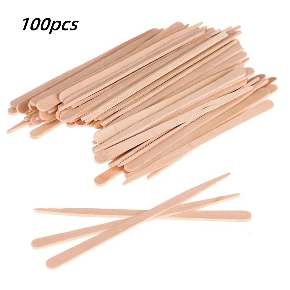 100PCS Woman Wooden Hair Removal Stick Disposable Depilation Spatula Wax Sticks Wood Face Eyebrows Waxing Spatula Beauty Tool