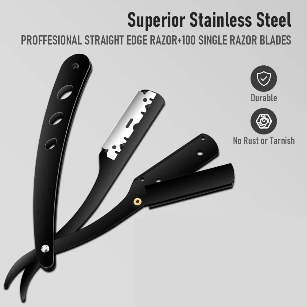 ( 1 Holder+10/20 Blades )Straight shaver arm, men's folding manual shaver, men's shaver, razor sharp blade barber shop razor