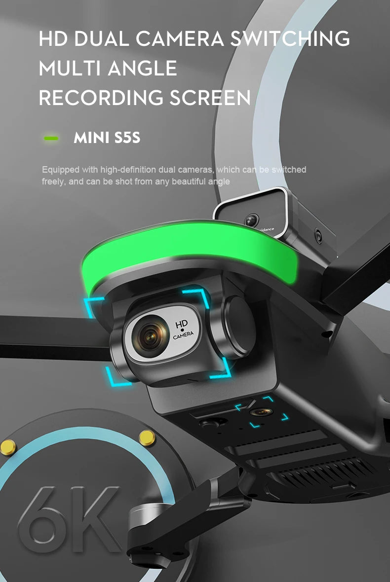 New S5S Mini Drone 4k Profesional 8K HD Camera Obstacle Avoidance Aerial Photography Brushless Foldable Quadcopter 1.2km
