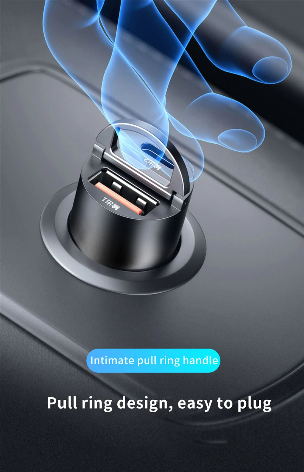 Mini 200W PD QC Pull Ring Fast Charging Car Charger USB C Car Phone Charger Adapter For iPhone 13 12 Xiaomi Samsung Huawei