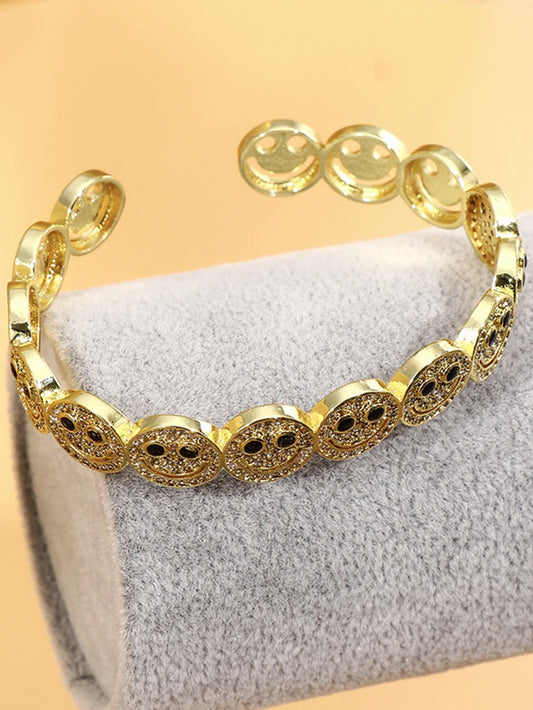 New Stylish Round  Cuff Bangle Bracelet Copper Gold Plated Cubic Zirconia Charm Party Women Men Gifts Jewelry Access