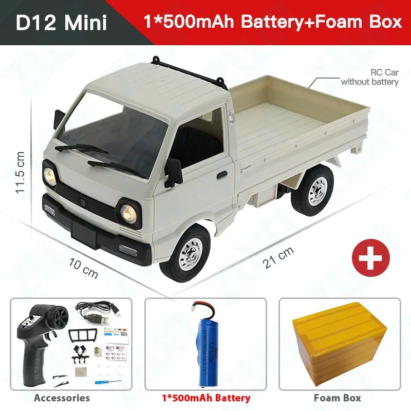 ZWN 1:12/1:16 Retro Rc Car With LED Lights Full-scale Simulation Vehicle Professional 4WD Remote Control Pickup Truck Model Toys