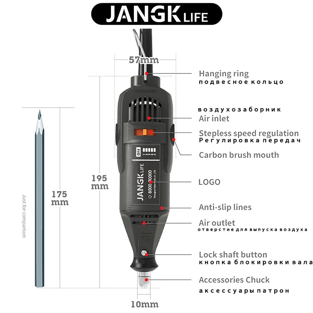 JANGKLIFE 110V 220V Power Tools Electric Mini Drill Die Grinder Engraver Polisher with Rotary Tools Set Kit  For  3000 4000