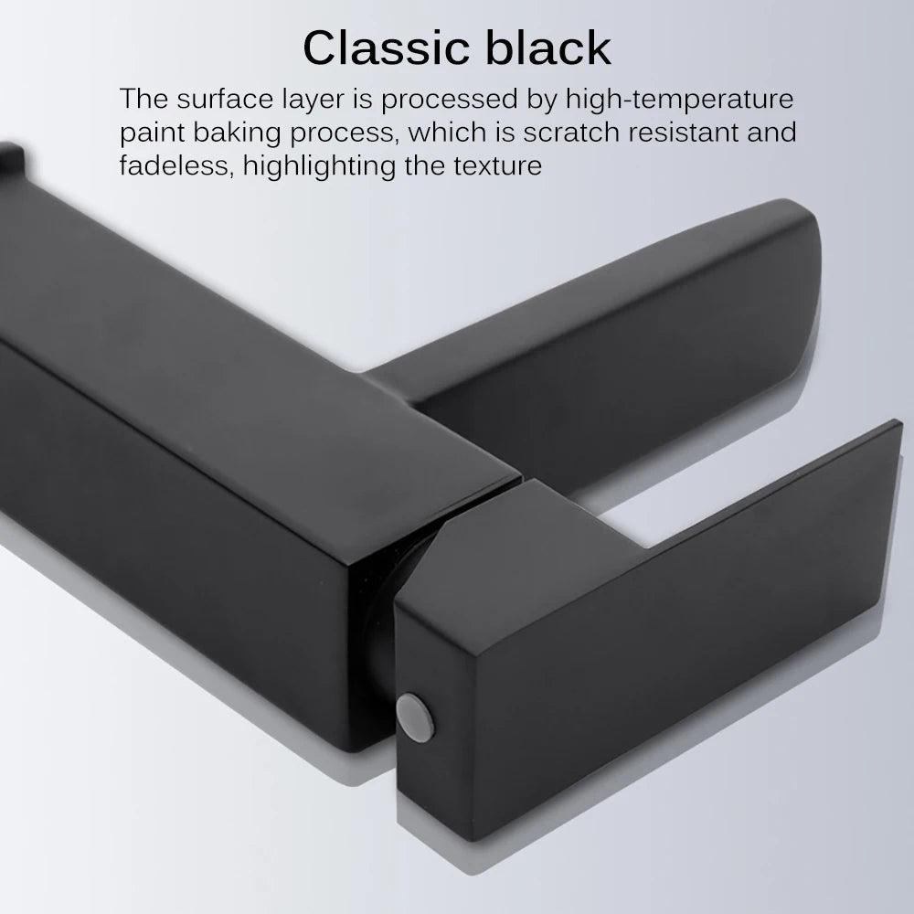Black Plated Square Stainless Steel Bathroom Basin Faucet Square Vanity Sink Mixer Hot & Cold Lavotory Tap