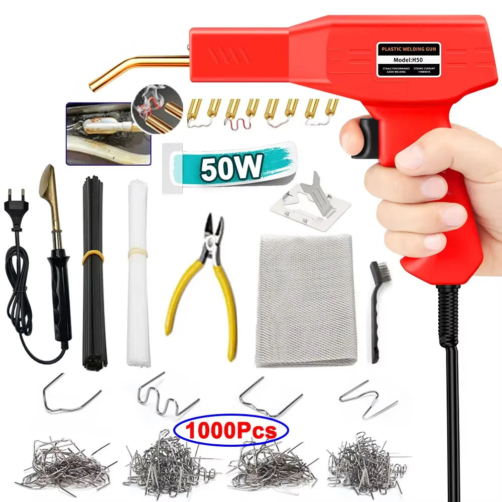 50W Plastic Welding Machine Kit Hot Stapler Welding Soldering Iron Equipment Tools Car Bumper Crack Dent Repair Hot Gun