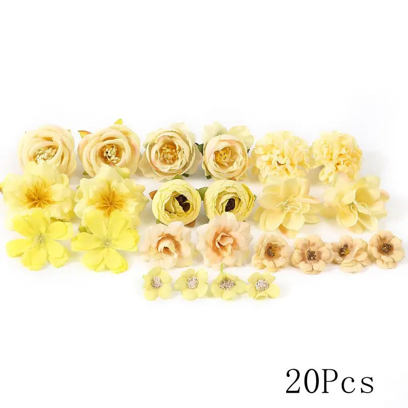 Yellow Artificial Flowers Heads Silk Fake Flowers for Home Decor Party Wedding Decoration DIY Valentine's Day Gifts Accessories