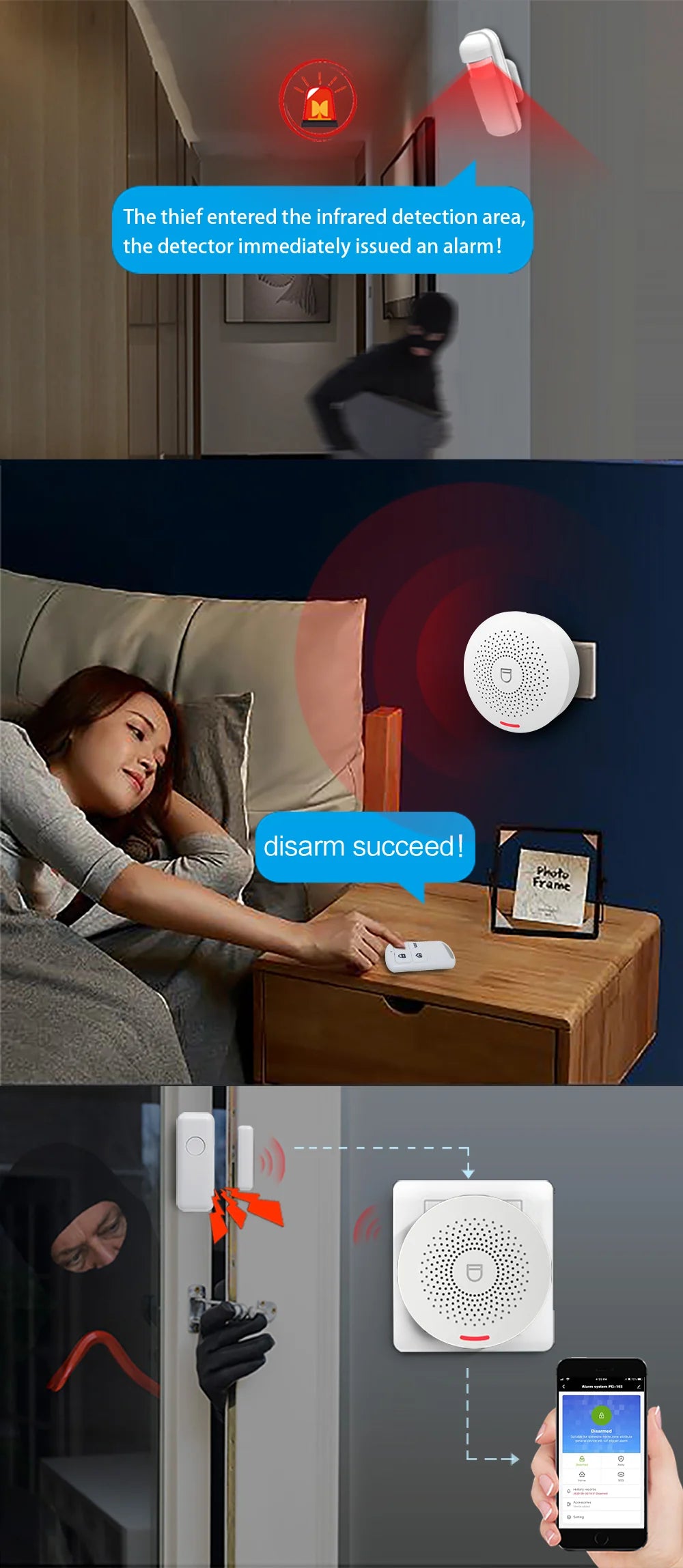 Wifi Tuya Home Alarm System 433MHz Burglar Security Alarm Smart Life App Control Wireless Home Alarm