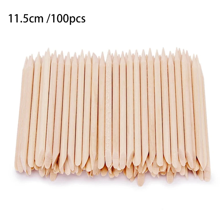 50/100pcs Nail Art Pusher Orange Wood Sticks Cuticle Pusher Remover Rhinestones Dotting Removal Manicure Pedicure Care Tools