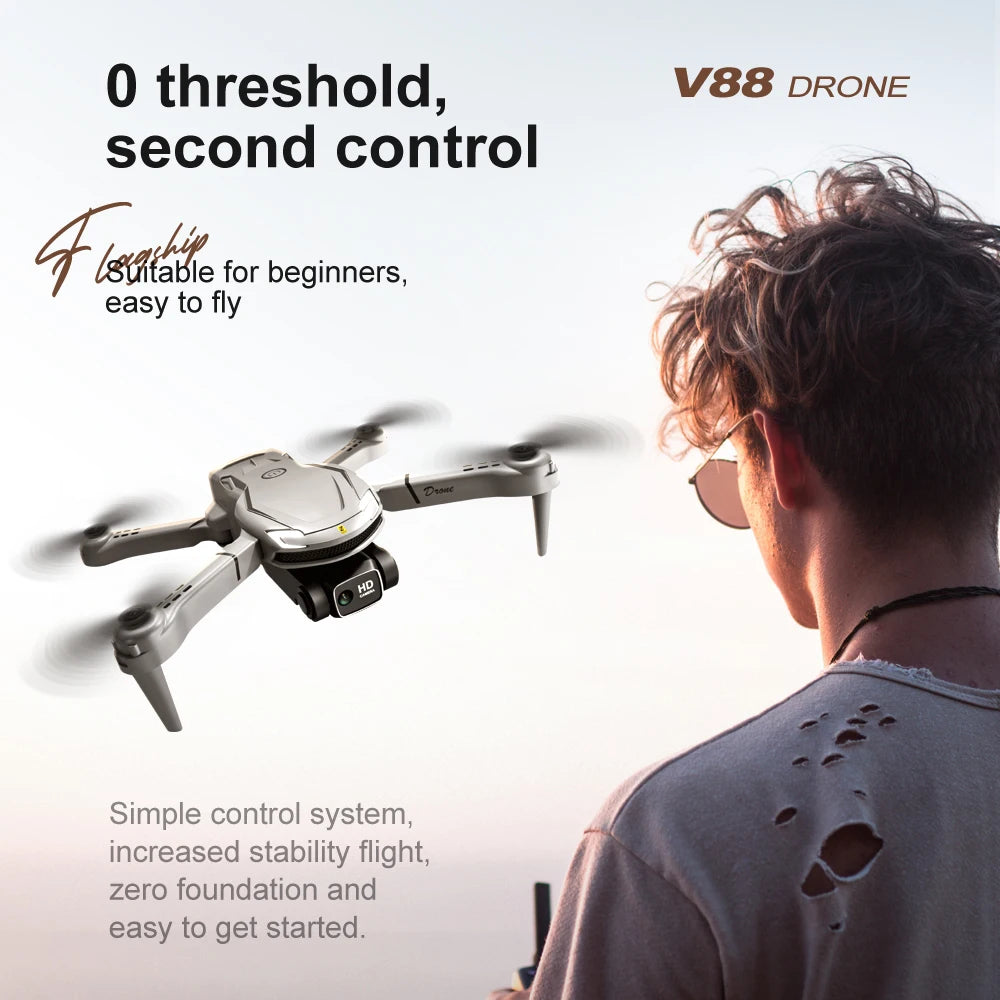 New V88 Mini Drone 4K HD Dual Camera 5G GPS Obstacle Avoidance Photography Optical Flow Foldable Quadcopter Toy UAV