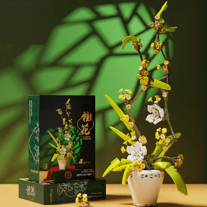 New Fragrans Model Building Blocks MOC Flower Potted Bonsai Ideas Home Decor Plant Collection Bricks Ideas DIY Toy For Girl Gift