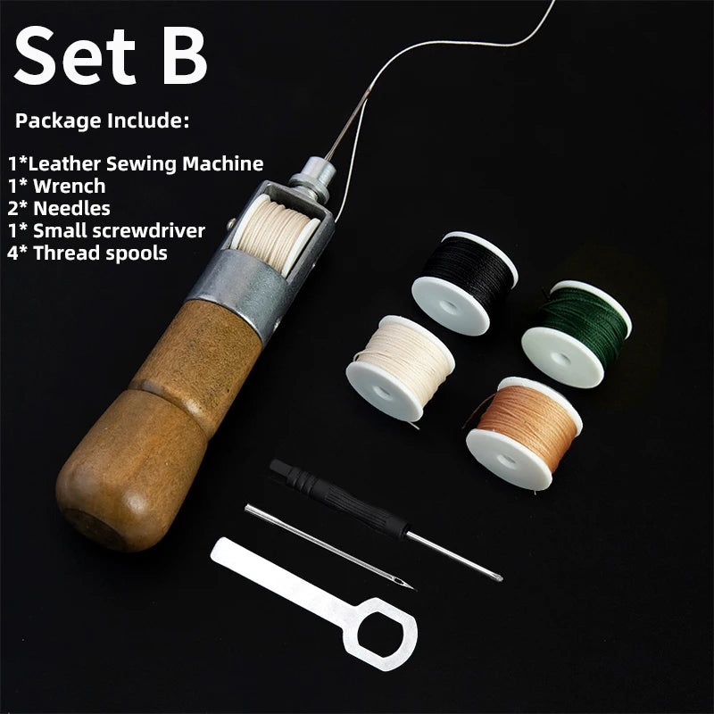 WUTA Leather Sewing Awl Thread Kit Speedy Stitcher Hand Sewing Machine Tools Kit Leather Craft Stitching Shoemaker Canvas Repair