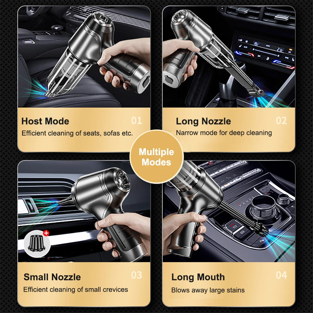 Car Vacuum Cleaner Wireless Portable Vacuum Machine 95000PA Strong Suction Handheld Mini Cleaner High Power Blower for Cars Home