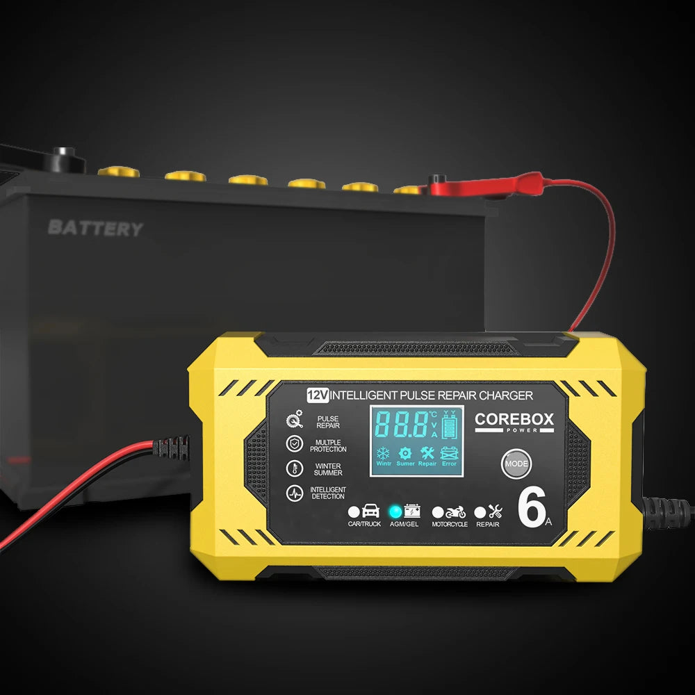 6A 12V Automotive Battery Charger Car and Motorcycle Battery Charging Devices Intelligent Maintenance of Lead Acid Battery