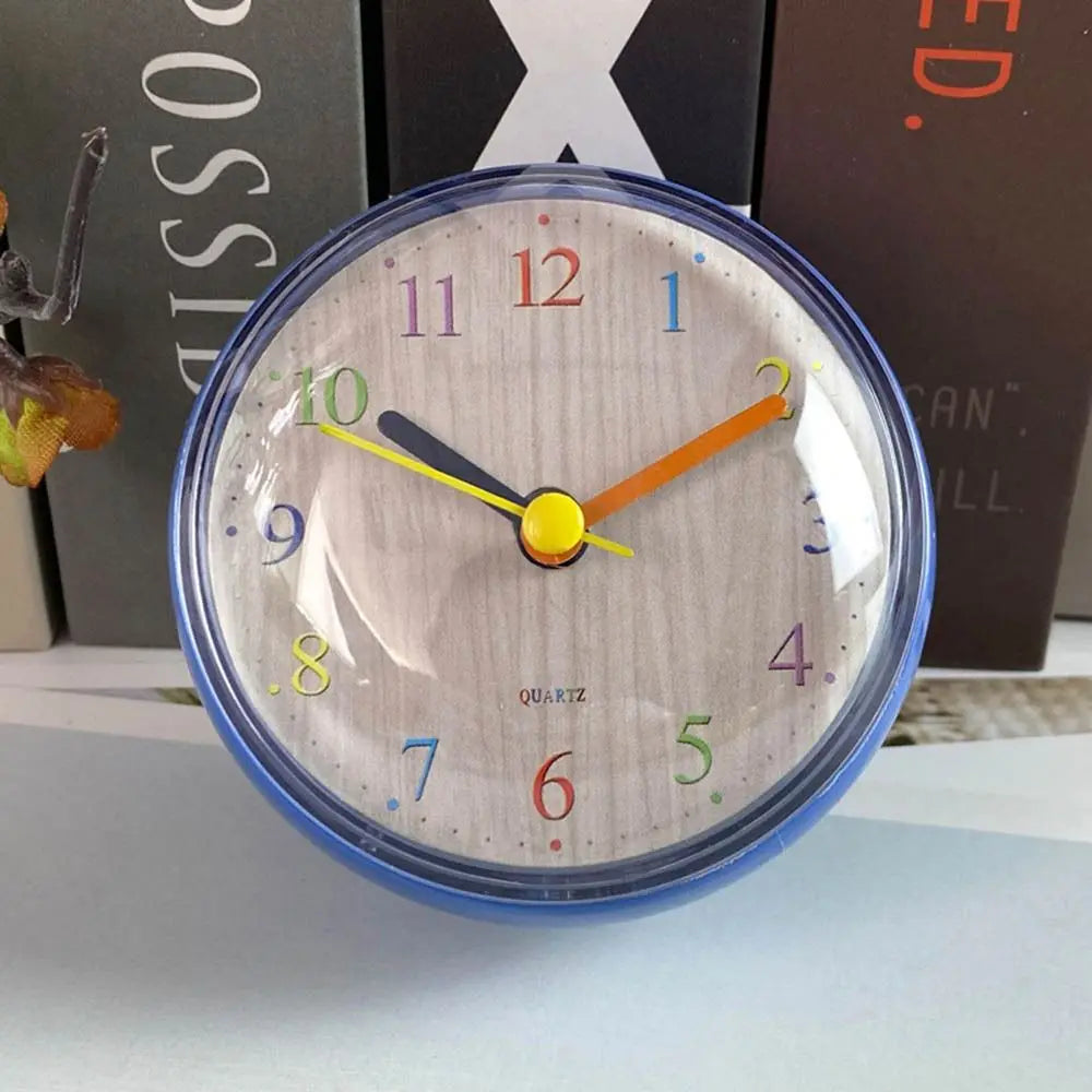 Mini Sucker Wall Clock Bathroom Anti-Fog Waterproof 7cm Kitchen Toilet Small Quartz Table Clock