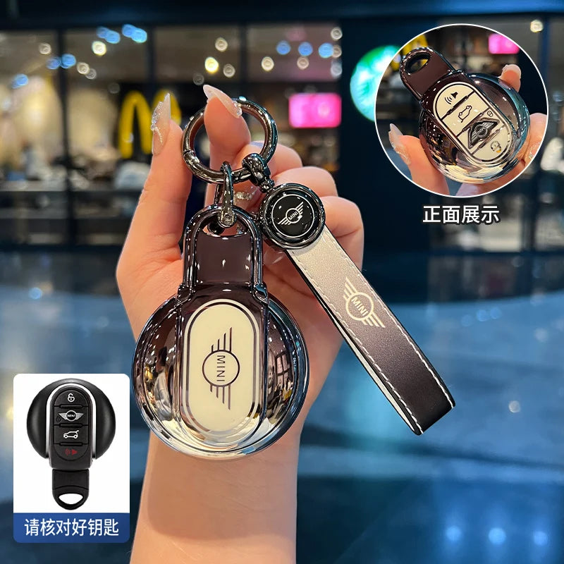 Leather TPU Car Key Case Cover For BMW Mini Cooper TPU Car Key Cover Countryman F54 Clubman F55 Hardtop F56 F57 F60 Car Key Case