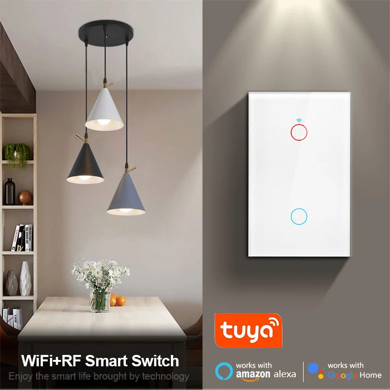 Tuya WIFI Smart Home Switch Light Wall US/EU Glass Touch Panel Voice Wireless Remote Control by Alexa Google Home