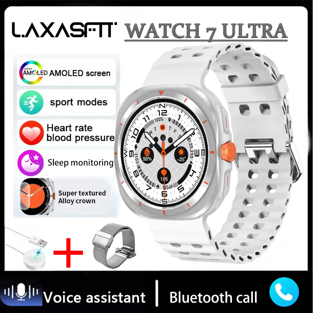 LAXASFIT Watch 7 Ultra Smartwatch Bluetooth Talk HD AMOLED Screen Fitness Tracker Health Monitoring Smartwatch for Android IOS