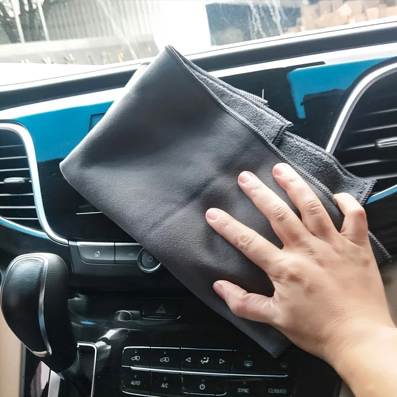 1pc Suede Double-sided Absorbent Traceless Reusable Glass Cleaning Cloth For Windows, Cars, Kitchen, Mirrors