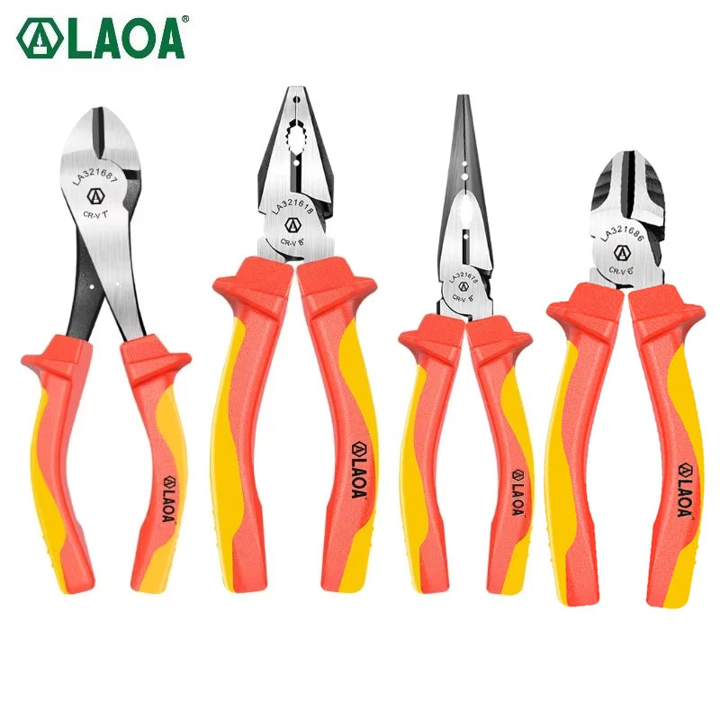 LAOA VDE Wire Cutters 6'' 7'' 8'' Insulated Combination Diagonal Needle Nose Pliers Electrician Tool High Voltage Resistance