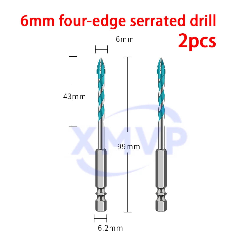 Four-edge serrated eccentric drill bit, high-hardness tile drilling, concrete Nemesis, super-hard special electric drill