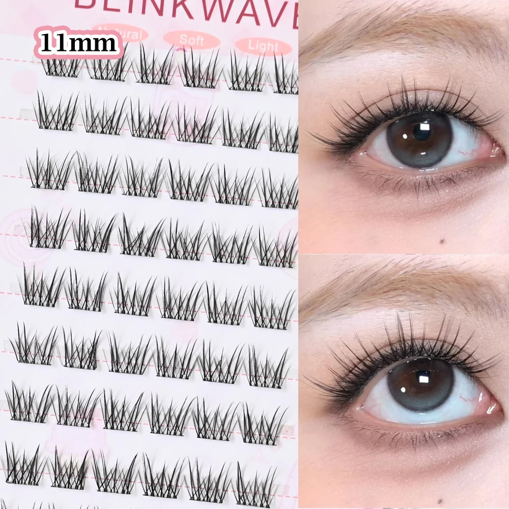 No Glue Needed Idol False Eyelashes Large Capacity 7-9mm Self Adhesive Eyelashes DIY Lash Extension Korean Makeup Cluster Lashes