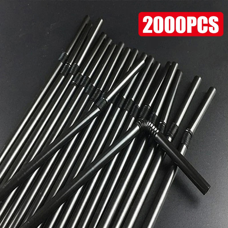 100-3000PCS Colorful & Black Drinking Kunststof Straws Bar Party Wedding Kitchen pajitas plastique Beverage Straw Wholesale