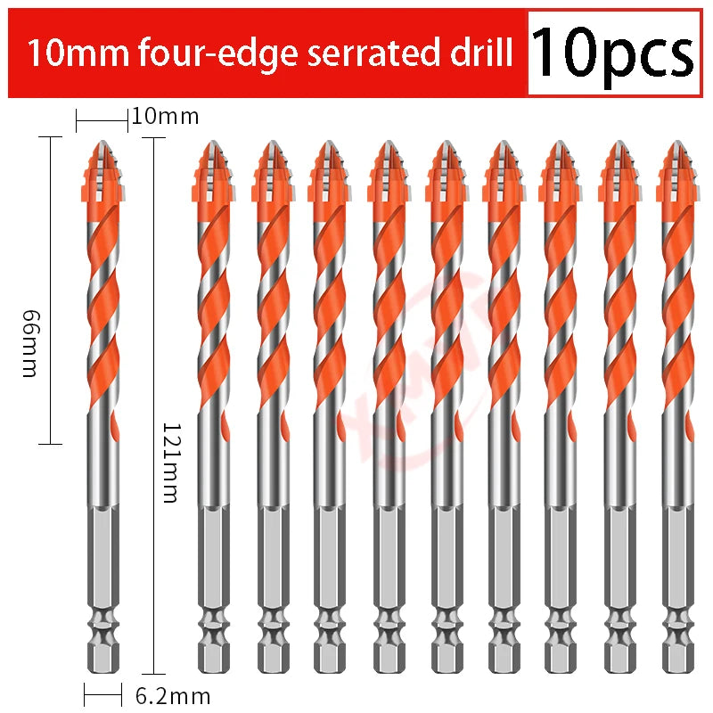 Four-edge serrated drill, eccentric drill bit, high-hardness tile and concrete drilling Super hard electric drill dry drilling