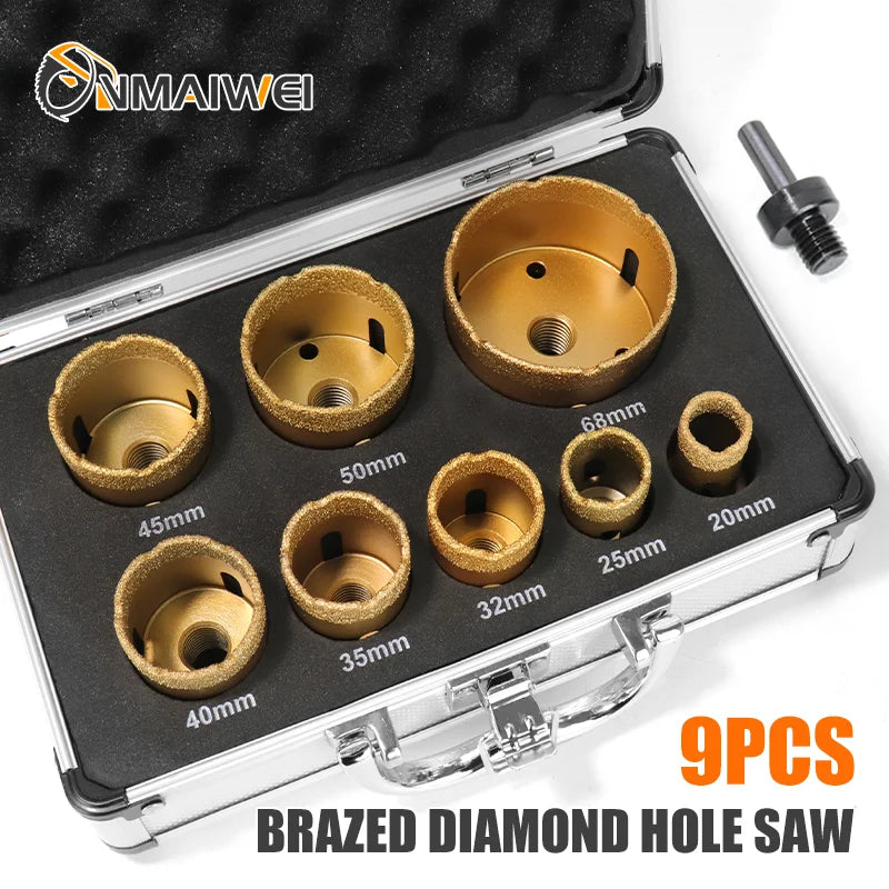 M14 Diamond Core Bit Set For Stone Granite Glass Marble Angle Grinder Bit Porcelain Tiles Crowns Set Matel Crowns 9PCS