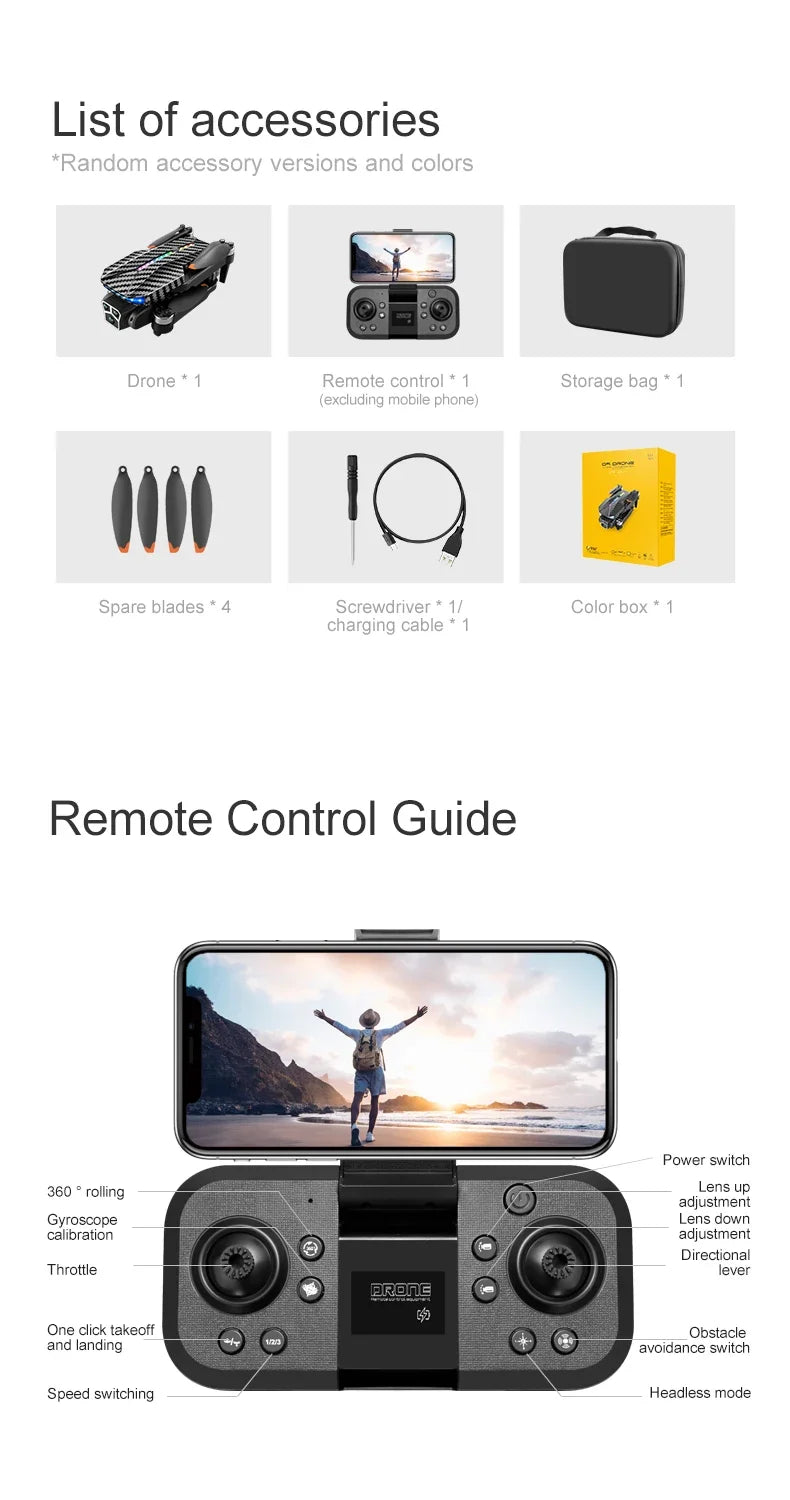D9 DRONE 8K Professional 4K Three Cameras Brushless No GPS Obstacle Avoidance Optical Flow Position RC Quadcopter Gifts Toys