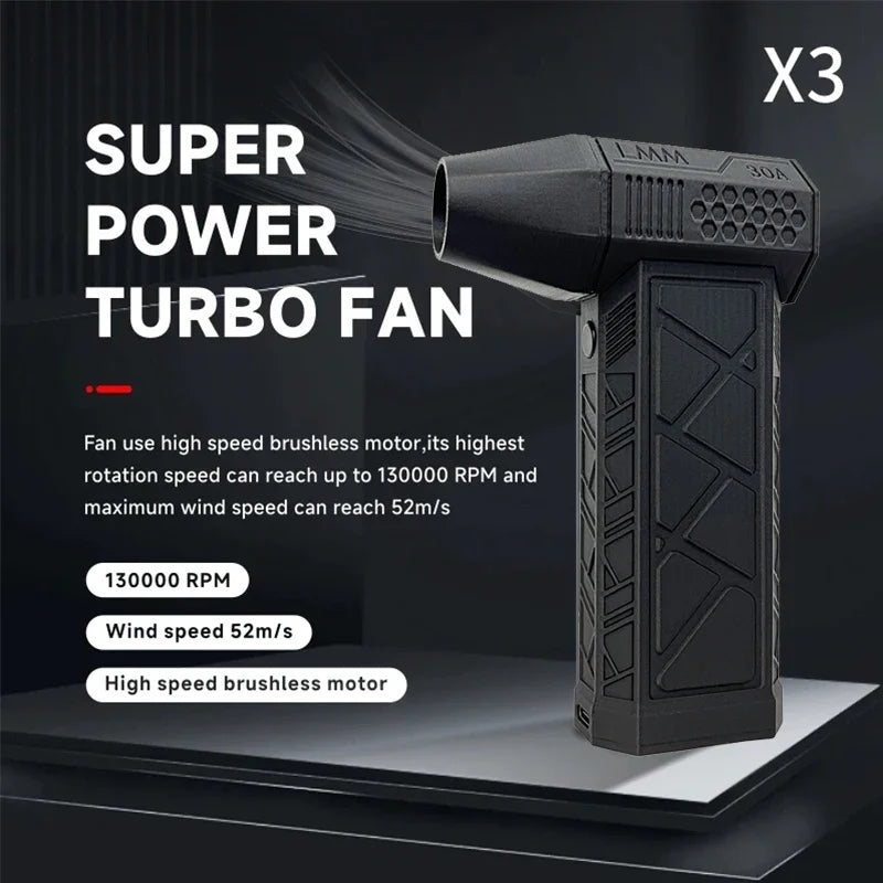 130000-50000PM Air Blower Turbo Jet Fan Electric Power Display Handheld Mini Dust Cleaner High Speed Duster Gun Cleaning Tool