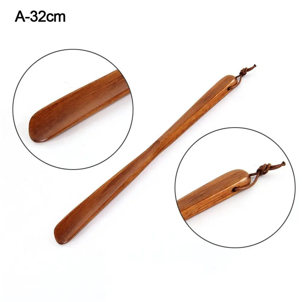 Portable Wooden Shoe Horn Easy On Off Long Handle Hanging Loop Without Bending Over Shoe Horn For Seniors Pregnant Women