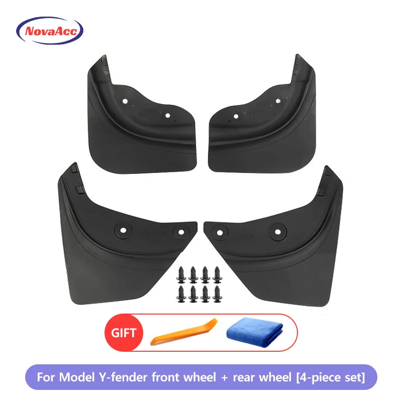 NovaAcc Fender Mud Flaps for Tesla Model Y 2017 to 2024 Model 3 2021 to 2023 2024 Highland Flexible Mud Guards for Tesla