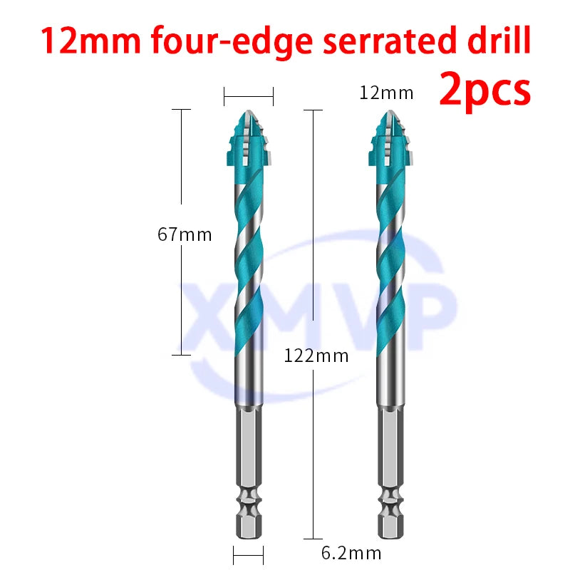 Four-edge serrated eccentric drill bit, high-hardness tile drilling, concrete Nemesis, super-hard special electric drill